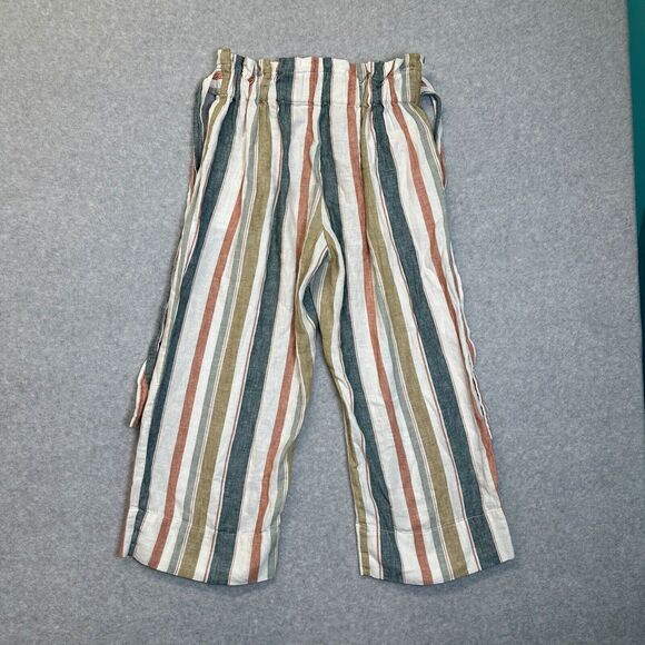 Madewell Tie-Waist Huston Pull-On Crop Pants in Stripe size M Medium linen blend - Picture 8 of 8